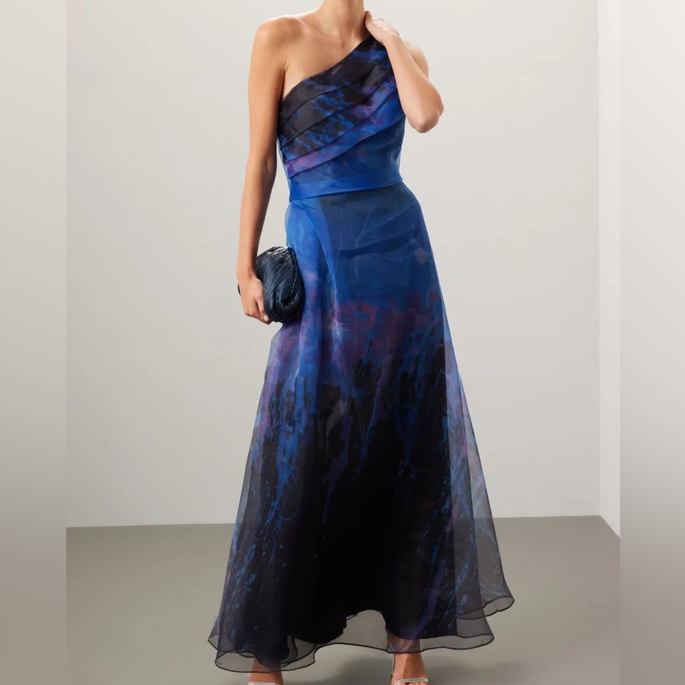 Organza black tie One-Shoulder Multicolor Evening Dress